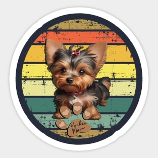 Yorkie Mom Retro Design Cute Yorkshire Terrier Sticker